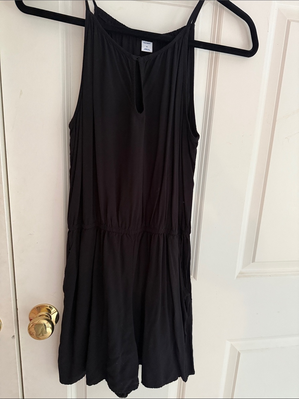 Black Sleeveless romper with Keyhole Neckline